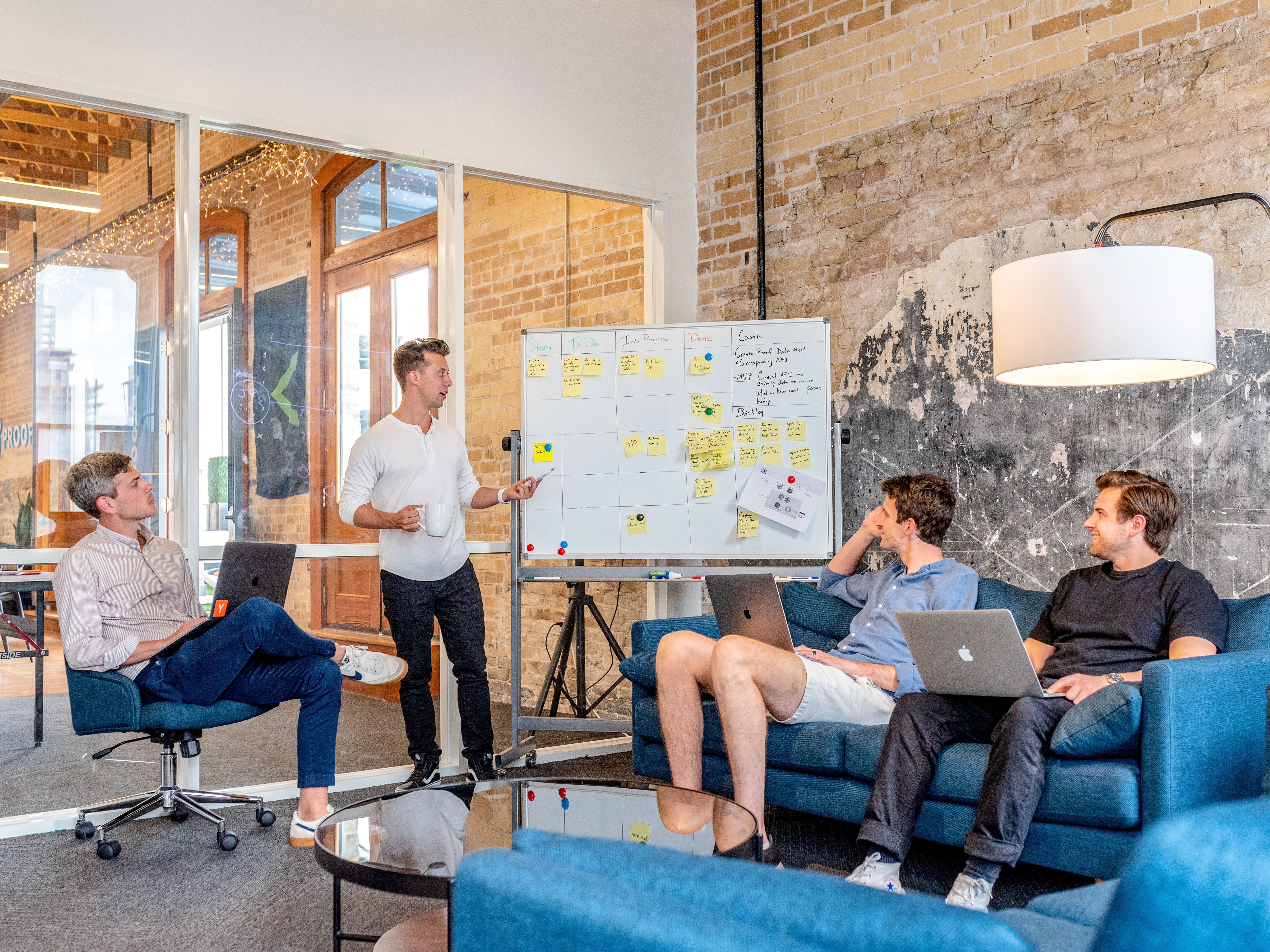 Team collaborating in a modern workspace